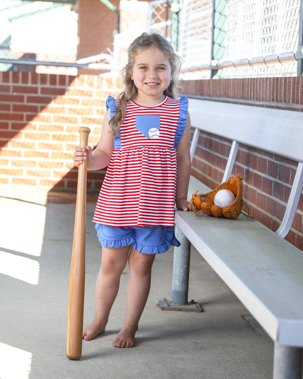 Baseball Pocket Ruffle Short Set