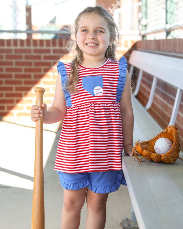 Baseball Pocket Ruffle Short Set