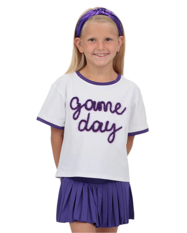 Tinsel Game Day Ringer Boxy T- Purple