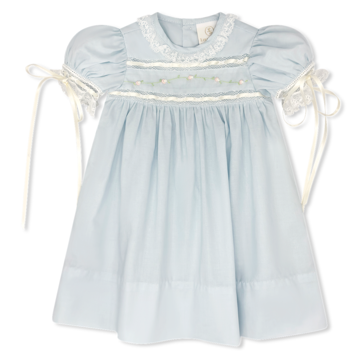 Tiny Town Dress- Blessings Blue Batiste 2T