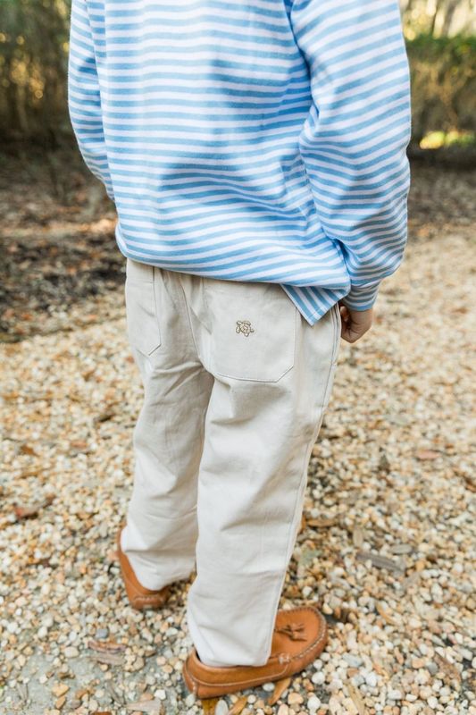 Charlie Pull on Pant- Khaki Twill