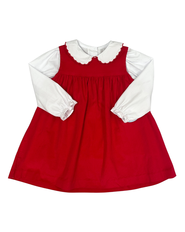 White Kendall Collar LS Blouse- Red