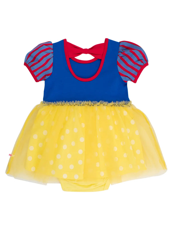 Princess Bow Twirl Romper- Royal Blue & Yellow