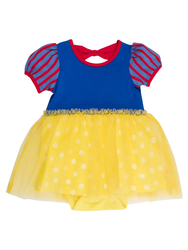 Princess Bow Twirl Romper- Royal Blue & Yellow
