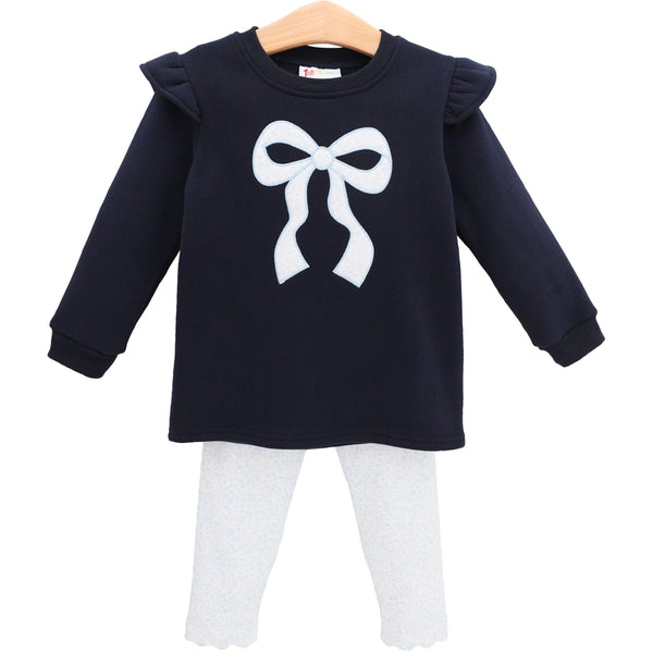 Blue Blooms Ruffle Sweatshirt Set