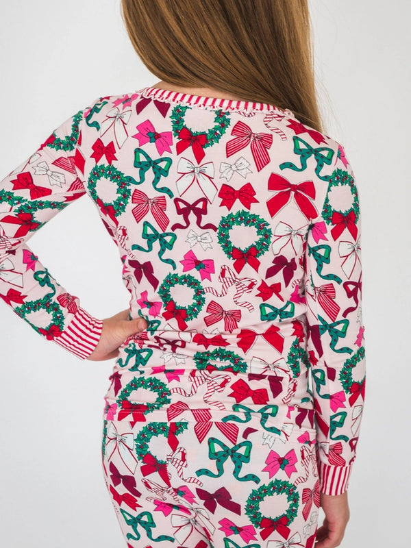 Holly Bows L/S Pajama Set