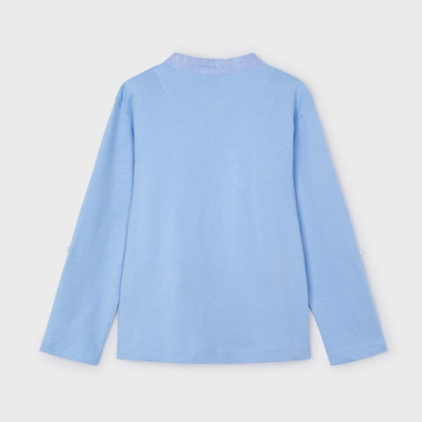 Henley Polo Shirt L/S- Sky Blue