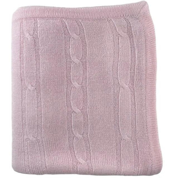 Cashmere-Like Acrylic Cable Knit Blanket- Pink
