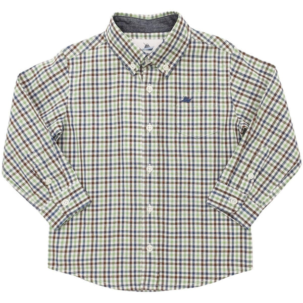 LS Dress Shirt- Navy/Aspen Green