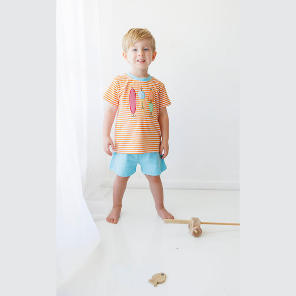 Fishing Lure Applique Short Set