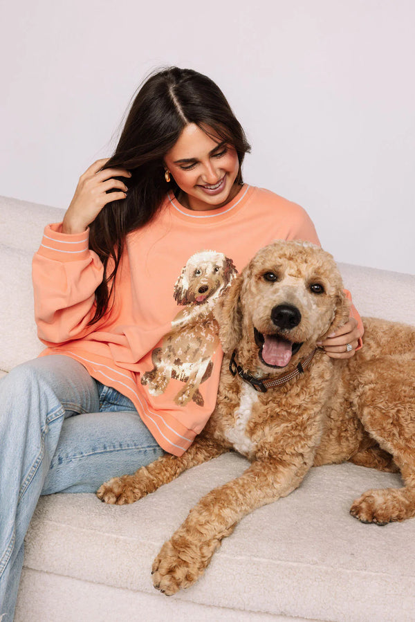 Peach Doodle Dog Sweatshirt- (Women's)
