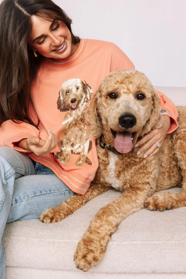 Peach Doodle Dog Sweatshirt- (Women's)