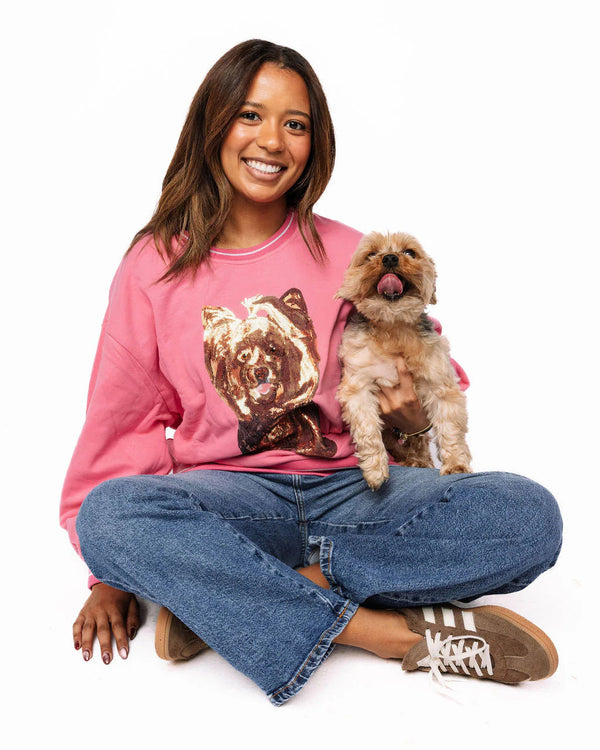Hot Pink Yorkie Sweatshirt- (Women's)