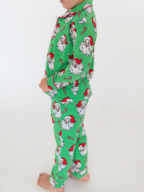 Green Santa Joy L/S Button Up Pajama Set