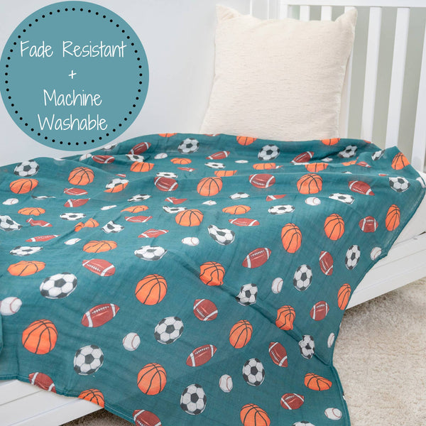 Little Athlete Sporty Theme Baby Swaddle Blanket