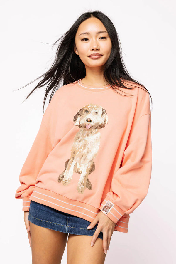 Peach Doodle Dog Sweatshirt- (Women's)