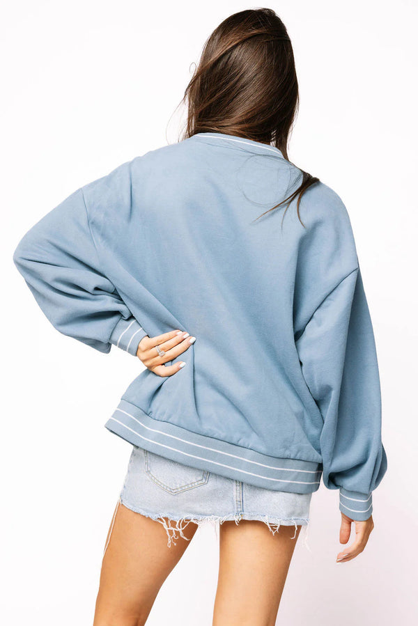 Dusty Blue King Charles Spaniel Sweatshirt- (Women's)
