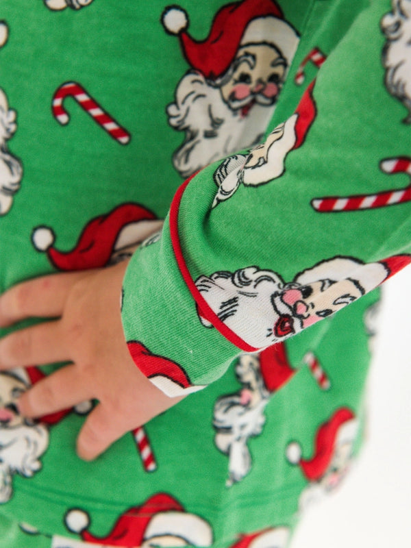 Green Santa Joy L/S Button Up Pajama Set