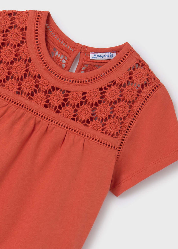 Crochet Flowers Shirt- Pumpkin