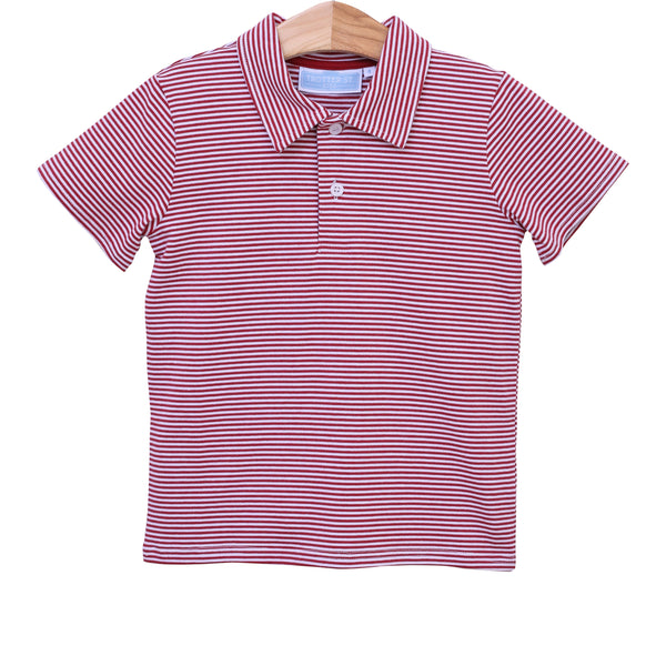 Henry Game Day Polo- Crimson Stripe