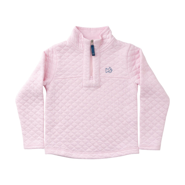 Quilted Zip Pullover- Pink Tulle