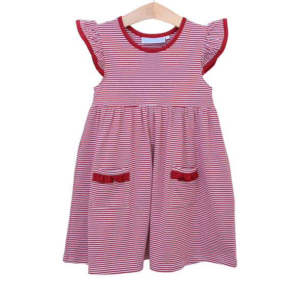 Lucy Game Day Dress- Crimson Stripe