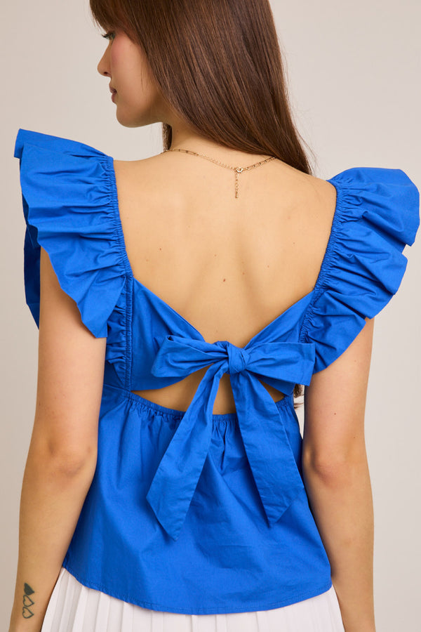 Top W/ Tie Back- Blue