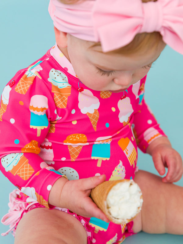 One Piece Rash Guard Swimsuit- Sweet Scoops