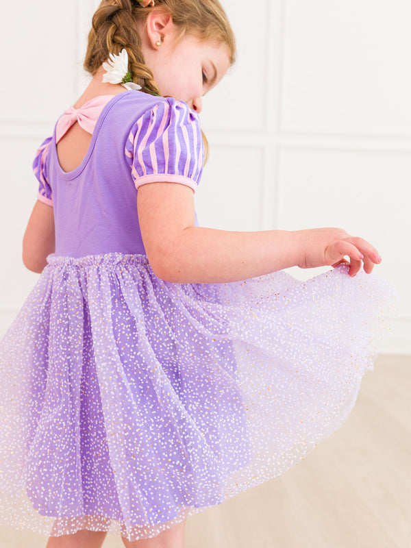 Princess Bow Twirl Dress- Amethyst Princess