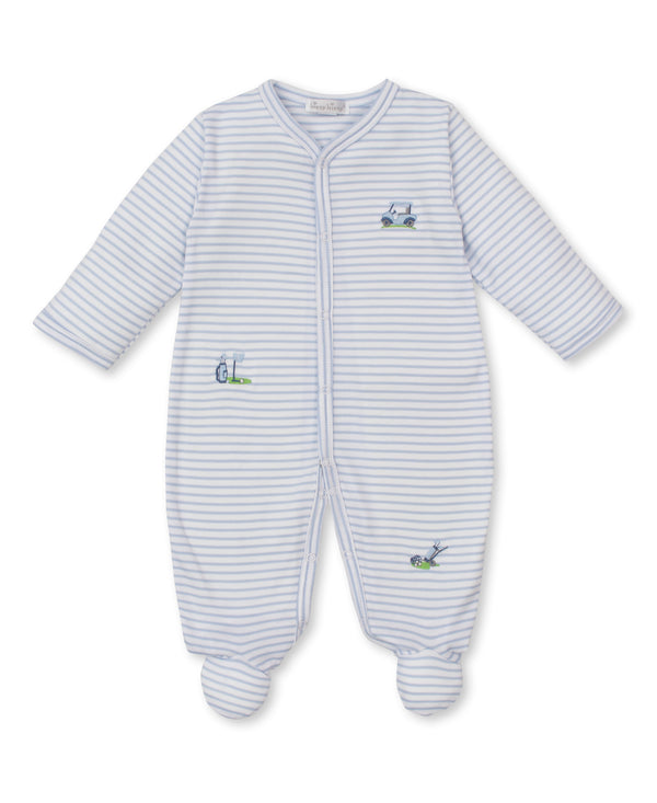 Fairway Foursome Footie- Light Blue Stripe
