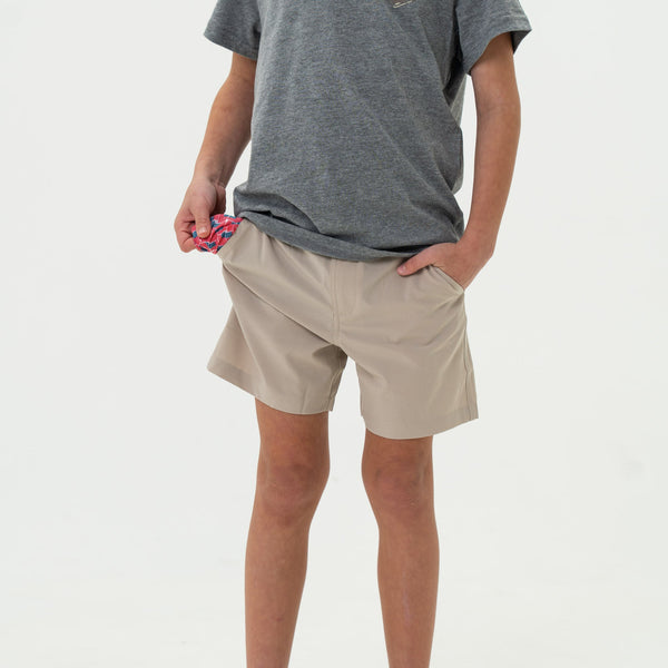Youth Everyday Short- Light Khaki- American Flag Pocket