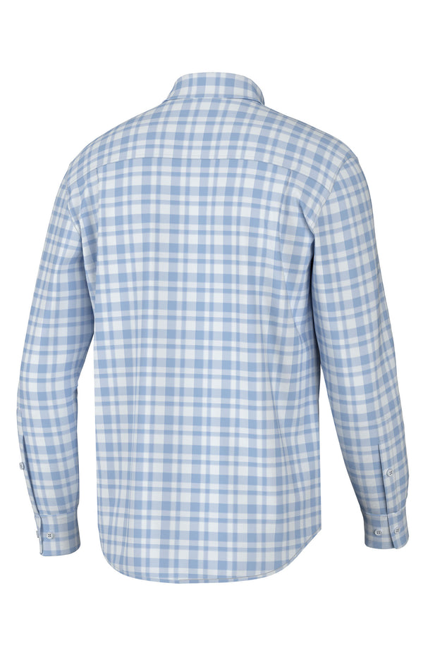 Youth Hadley Luxe Lite Button Down- Sky Blue/Bermuda Plaid