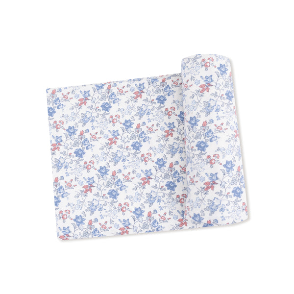 Country Girl Floral Swaddle Blanket- Ivory/Mellow Rose