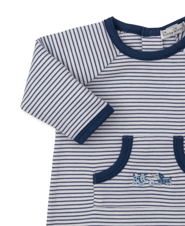 Puppy Park Fun Playsuit- Blue Stripe