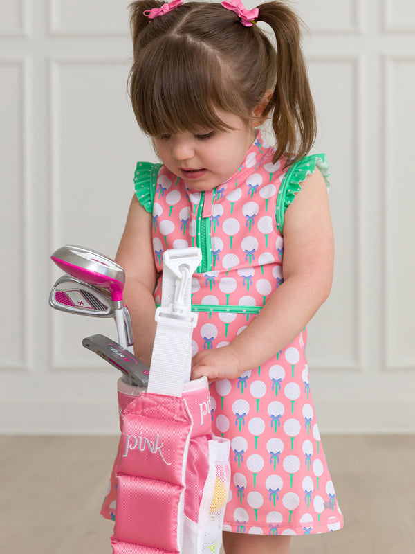 Sleeveless Zip Ruffle Sleeve Active Dress- Pink Tee Time