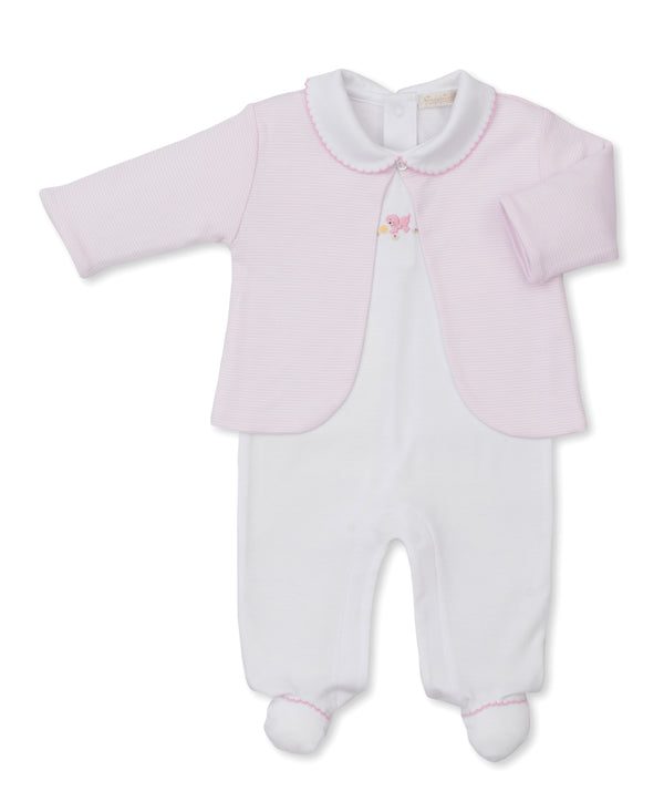 Playing Pup Footie W/ Jacket Set- White/Pink