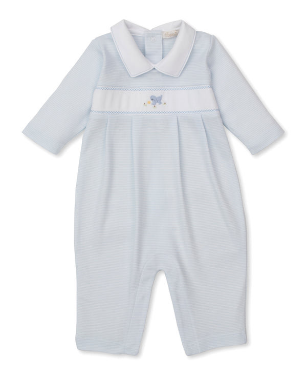 Playing Pup Playsuit- Light Blue Stripe