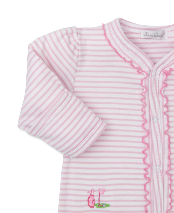 Fairway Foursome Footie- Pink Stripe