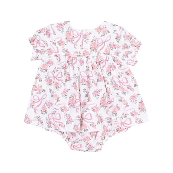 Ribbons & Flowers Smocked Ruffle Bubble W/ Skirt