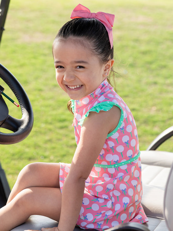 Sleeveless Zip Ruffle Sleeve Active Dress- Pink Tee Time