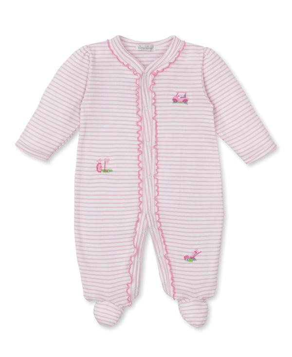 Fairway Foursome Footie- Pink Stripe