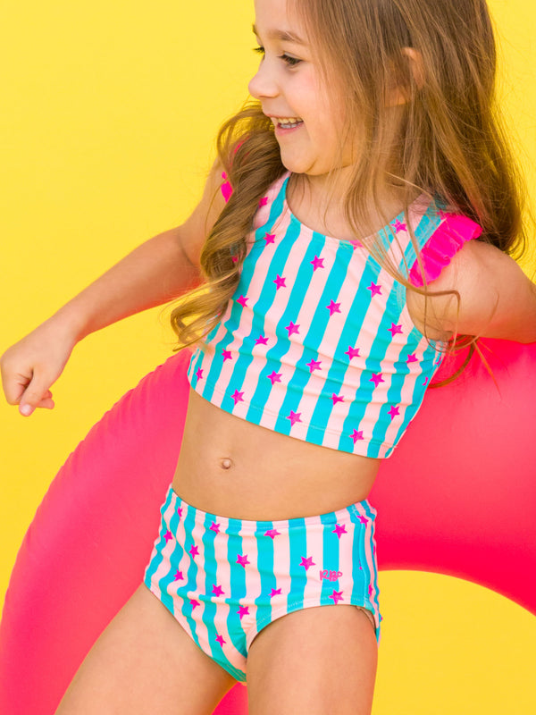 Racerback Flutter Tankini- Neon Star Party