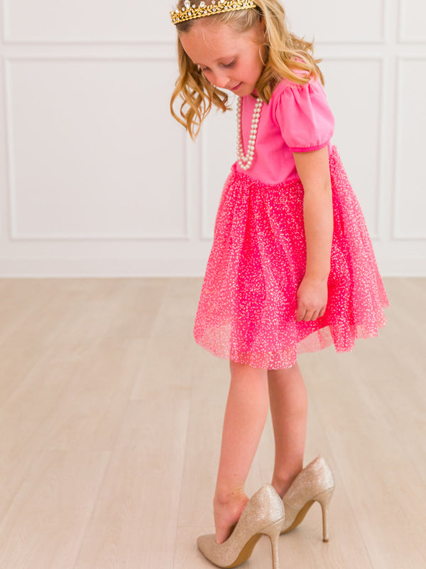 Princess Bow Twirl Dress- Royal Pink Princess