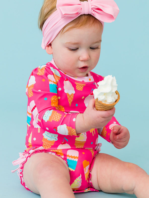 One Piece Rash Guard Swimsuit- Sweet Scoops