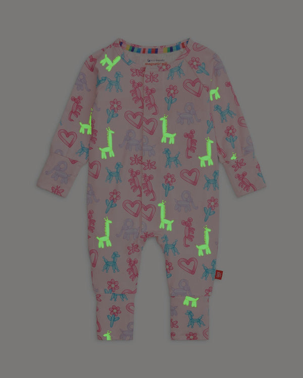 Party Animals Glow In The Dark Convertible Coverall- Pink