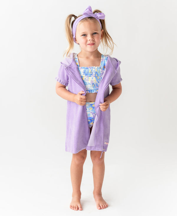 Terry Full-Zip Cover Up- Lavender
