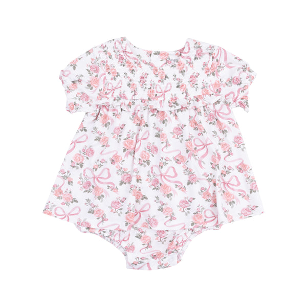 Ribbons & Flowers Smocked Ruffle Bubble W/ Skirt