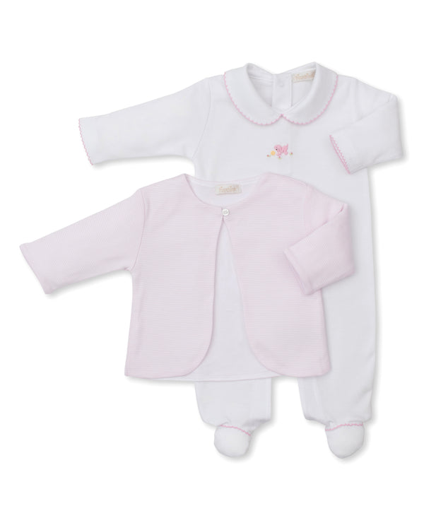 Playing Pup Footie W/ Jacket Set- White/Pink