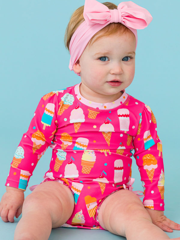 One Piece Rash Guard Swimsuit- Sweet Scoops