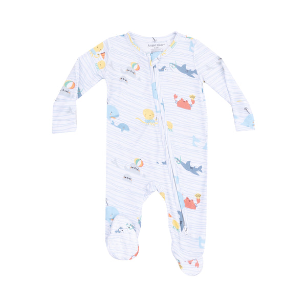 Sea Stripes 2 Way Zipper Footie